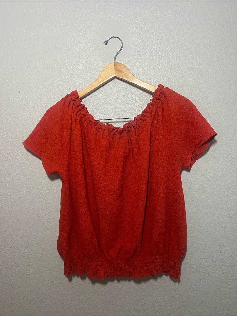 Madewell Texture & Thread Rust Orange Drawstring Top | M - Picture 3 of 3